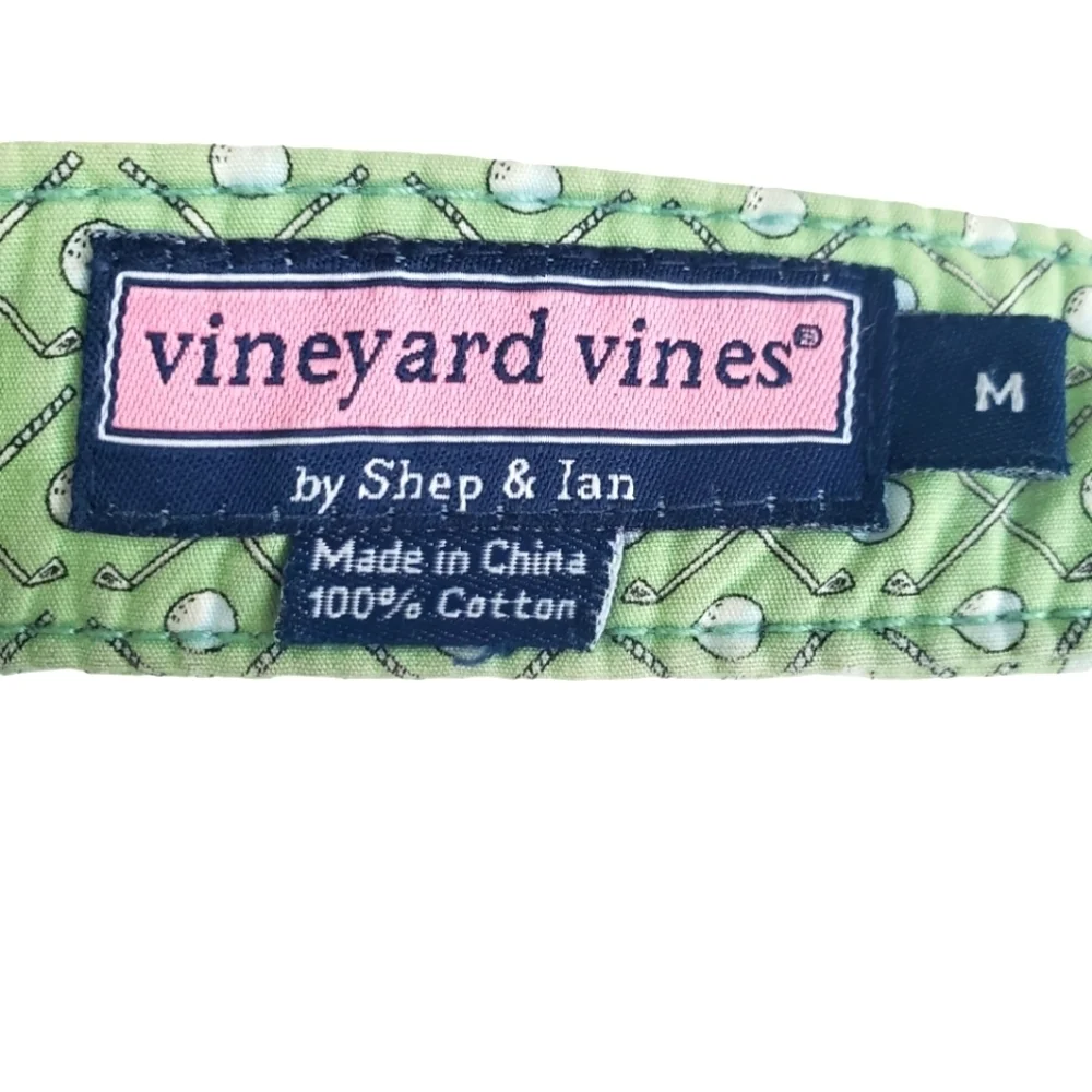 Vineyard Vines Cotton D-Ring Belt. Green and White. MED